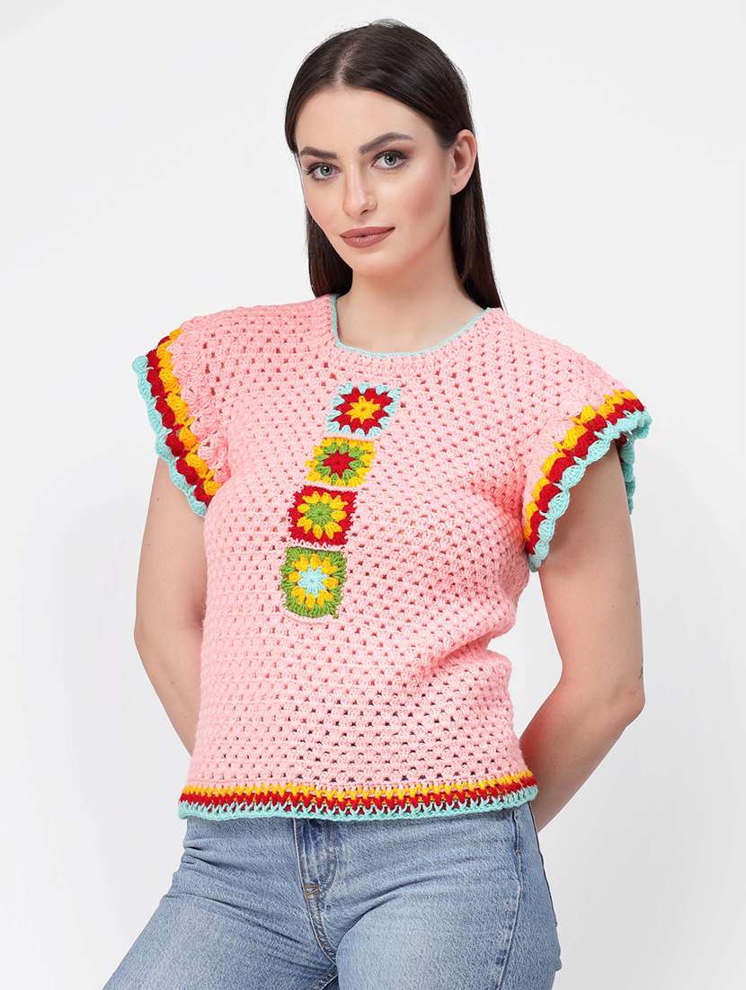 women self designed cap sleeves pullover - 21688490 -  Standard Image - 1