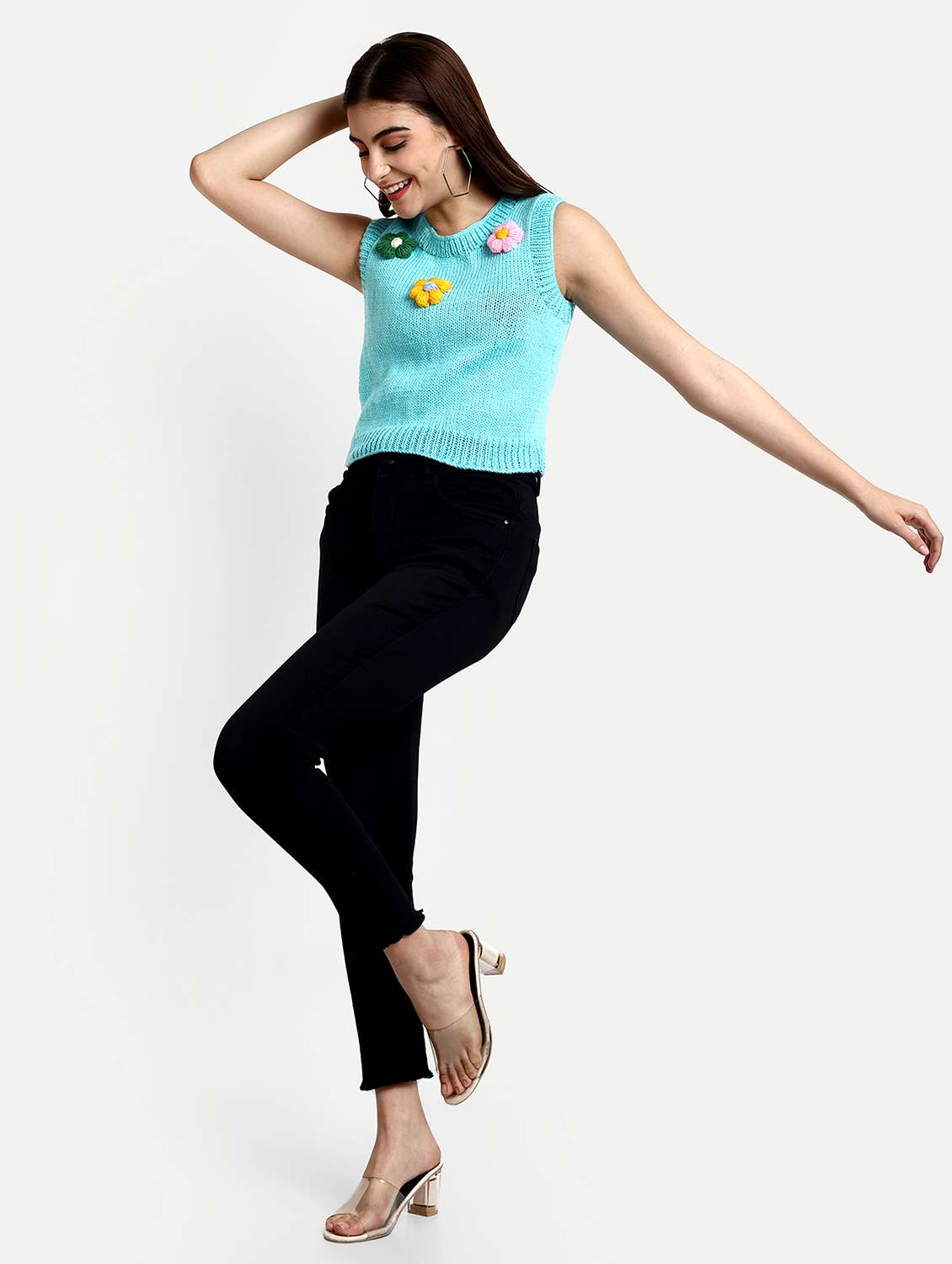 women self designed sleeveless pullover - 21688491 - Standard Image - 4