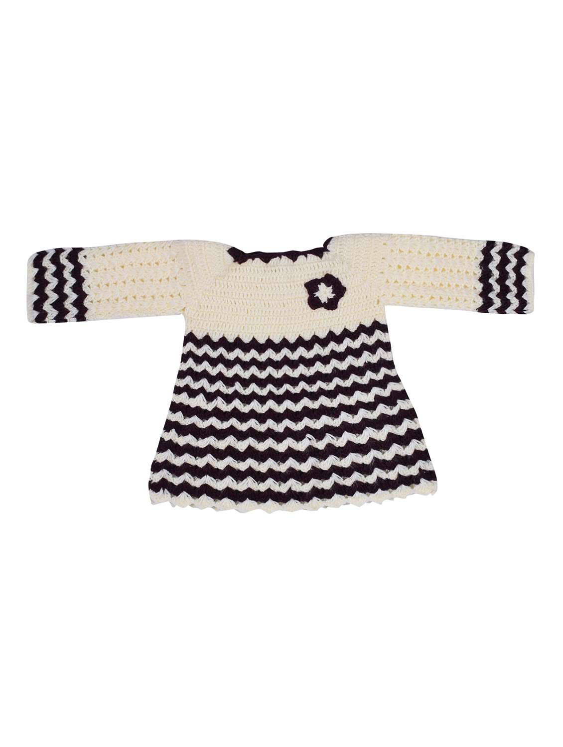 girls beige self design frock and cap - 21688507 -  Standard Image - 1