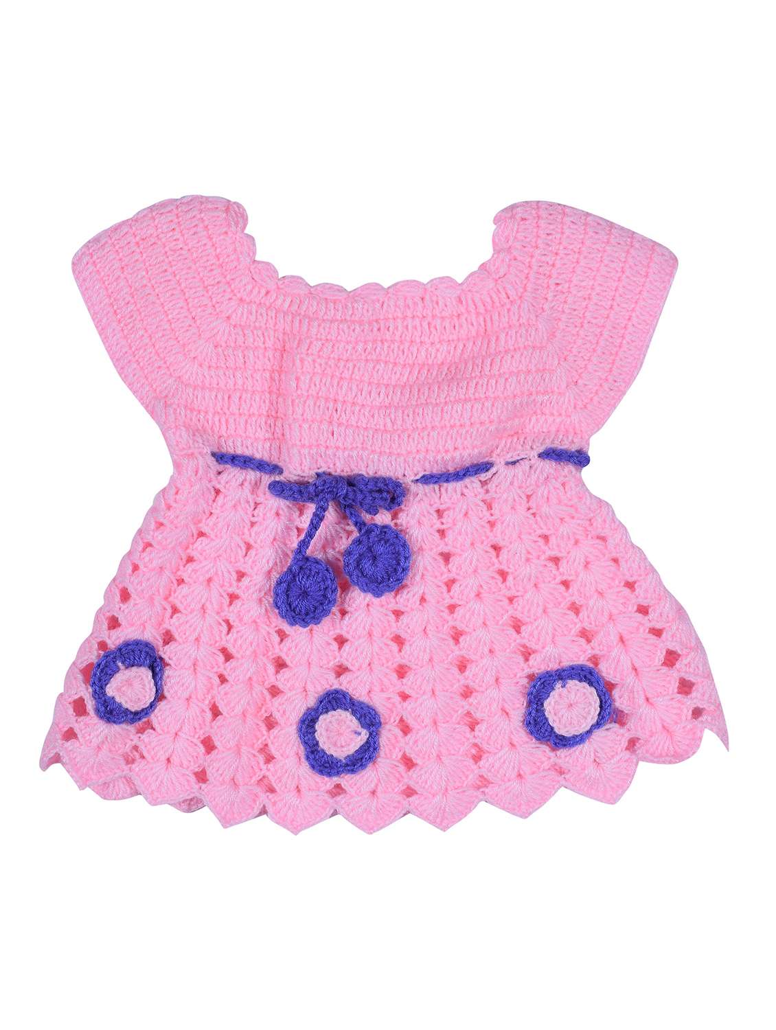 girls pink self design frock and shrug - 21688512 - Standard Image - 1