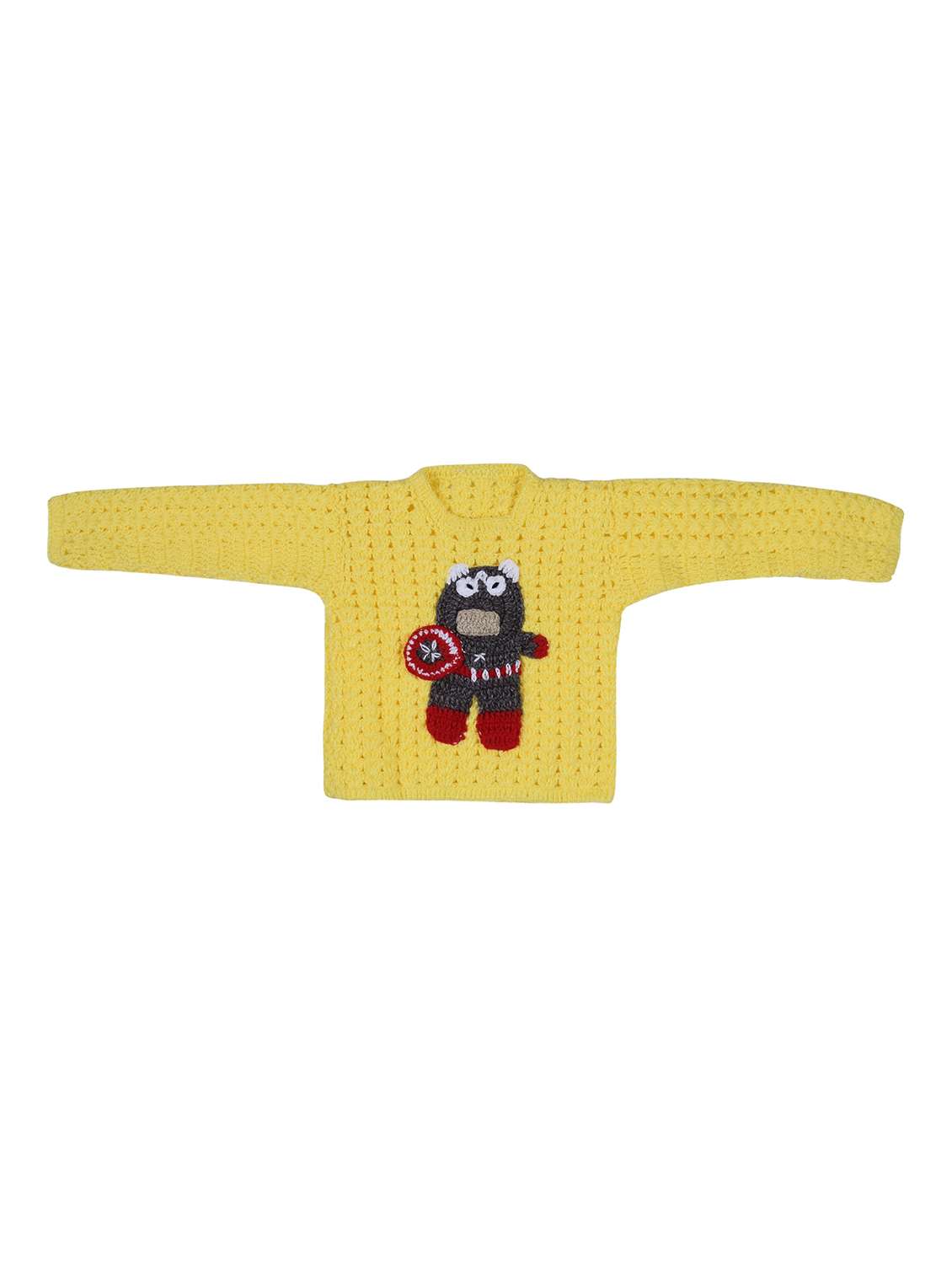 girls self design sweater with cap - 21688559 - Standard Image - 1