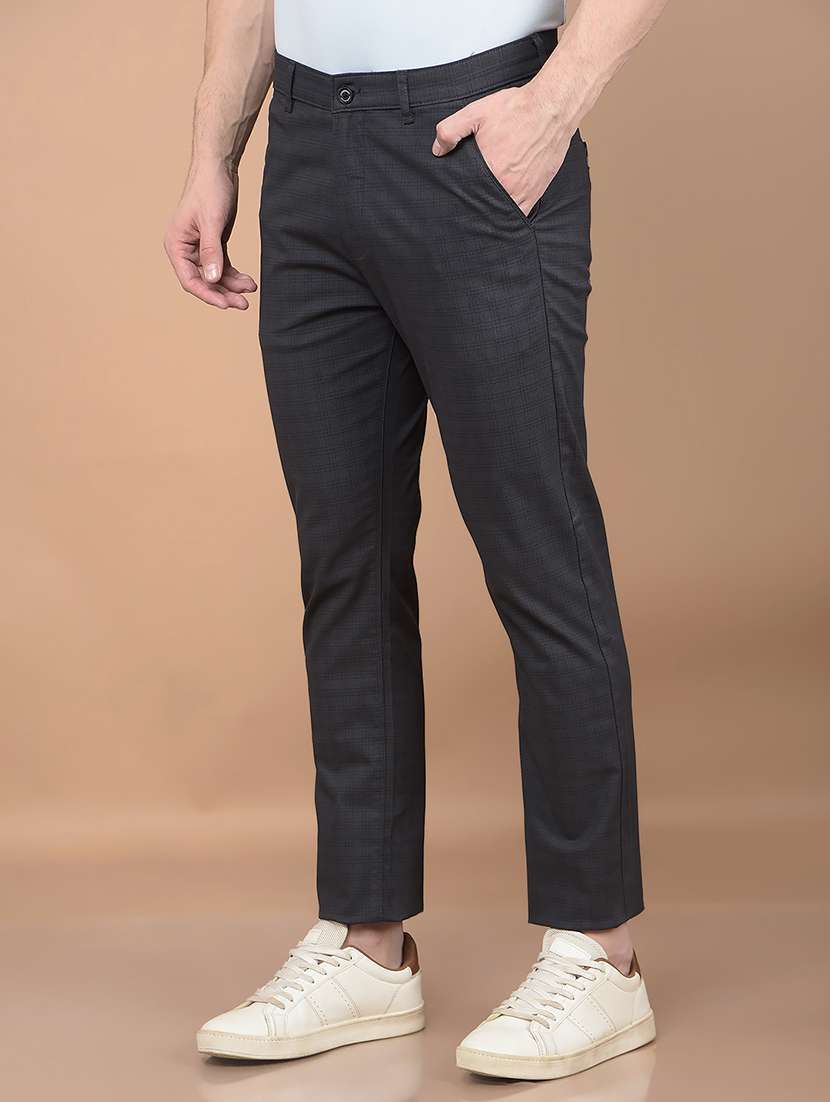 men mid rise checkered chinos - 21688660 -  Standard Image - 1