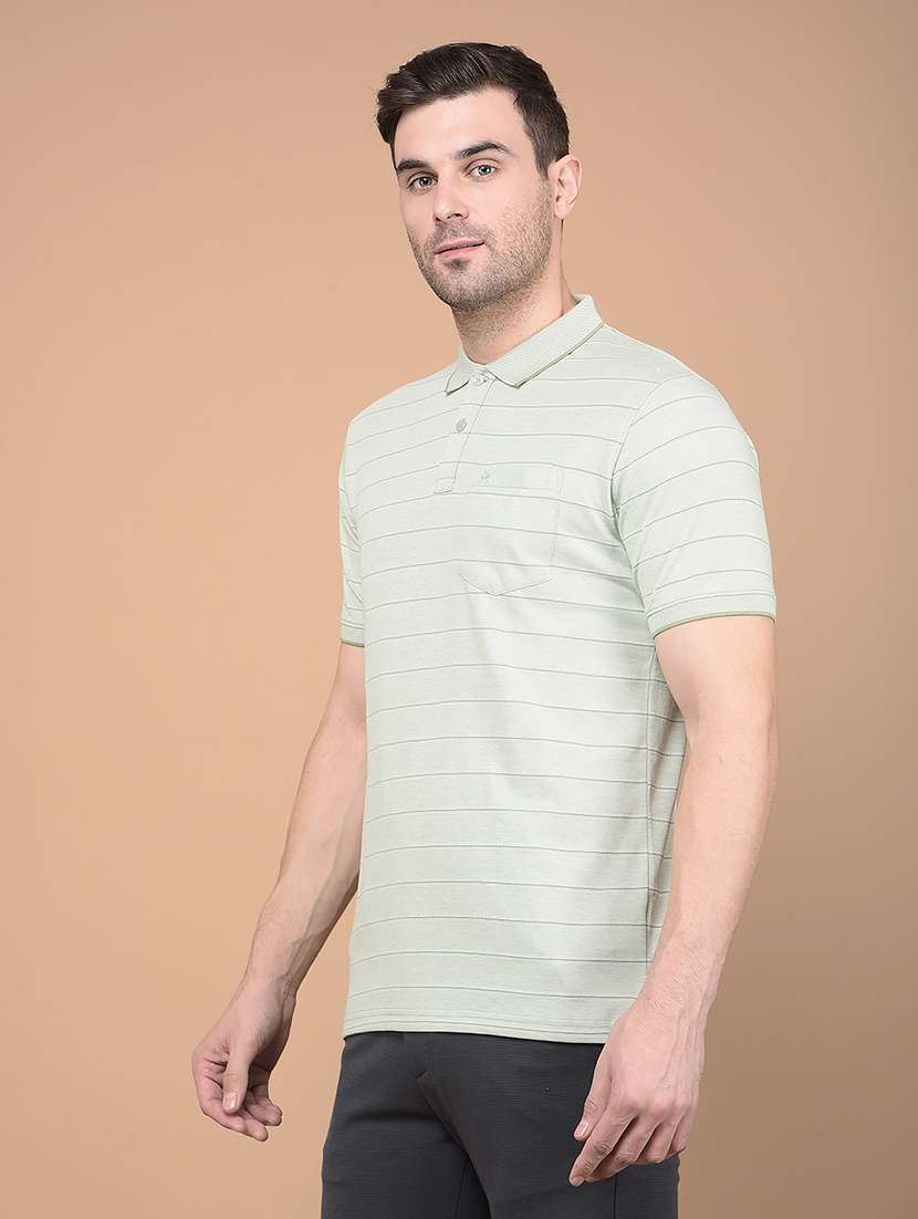 men short sleeves striped polo t-shirt  - 21688663 -  Standard Image - 1