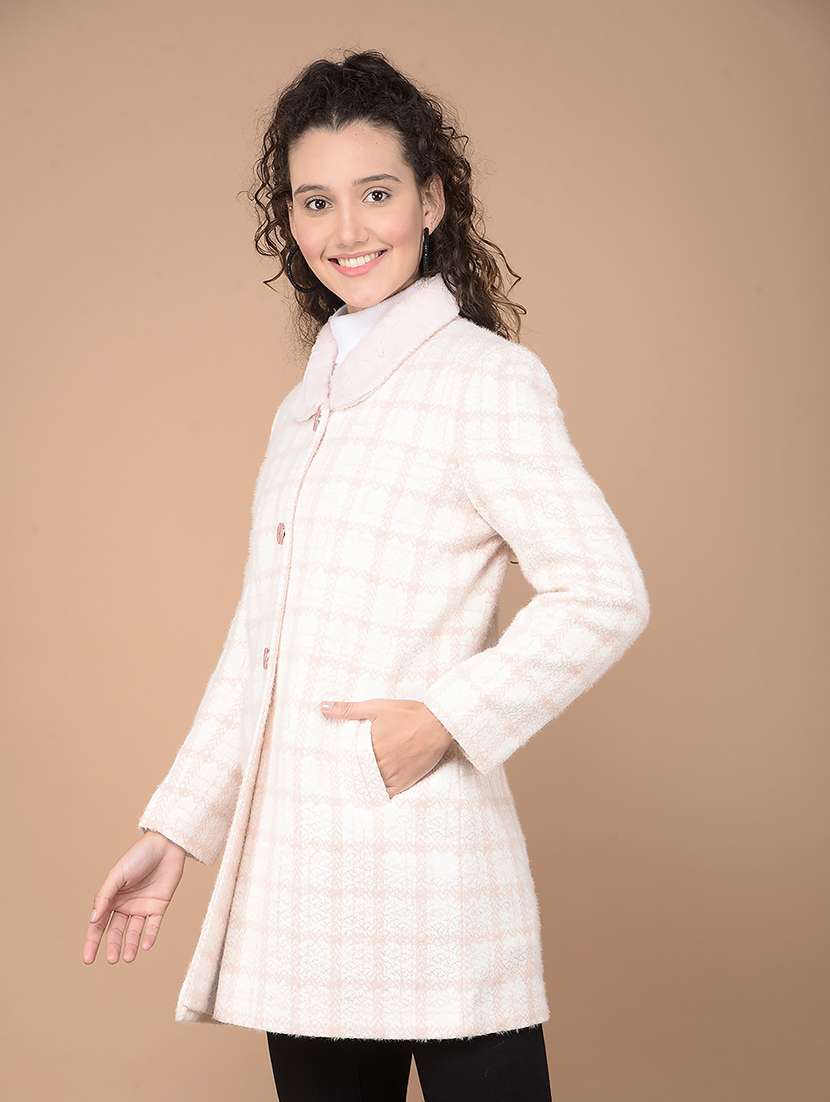women checkered long sleeve trench coat - 21688670 -  Standard Image - 1
