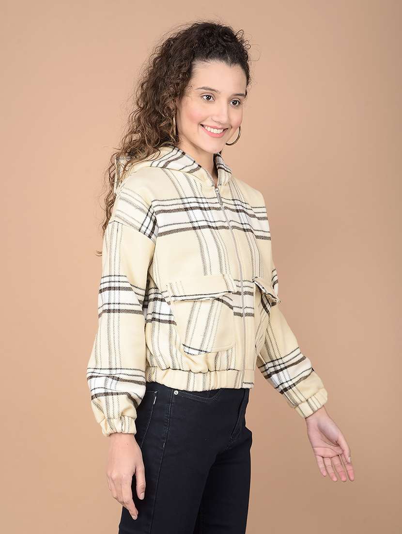 women checkered long sleeve jacket - 21688677 - Standard Image - 1