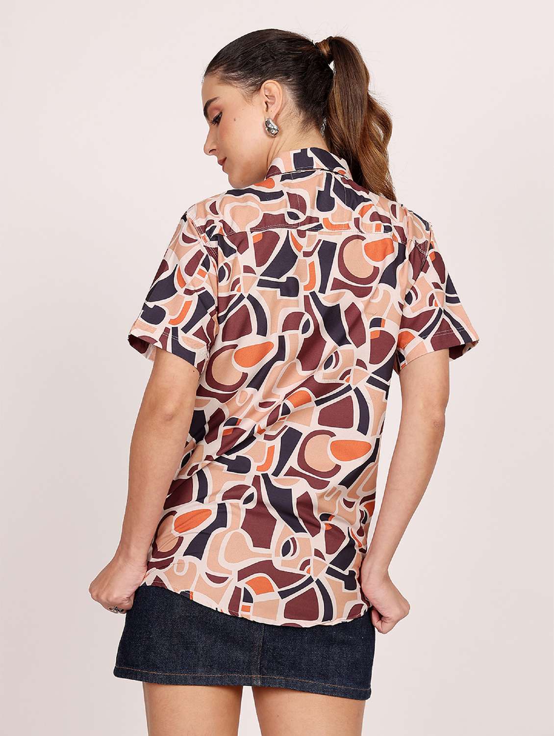 women printed short sleeve casual shirt - 21688716 - Standard Image - 4