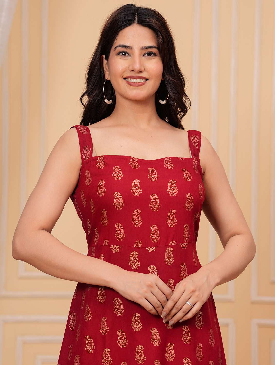 women printed sleeveless fit & flared dress - 21688720 -  Standard Image - 4