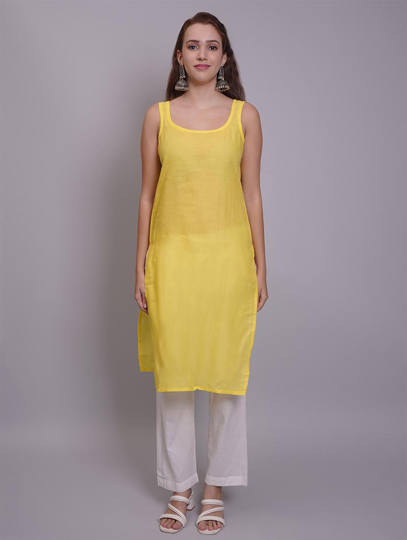 women three quarter sleeve straight chikankari kurta - 21688782 -  Standard Image - 1