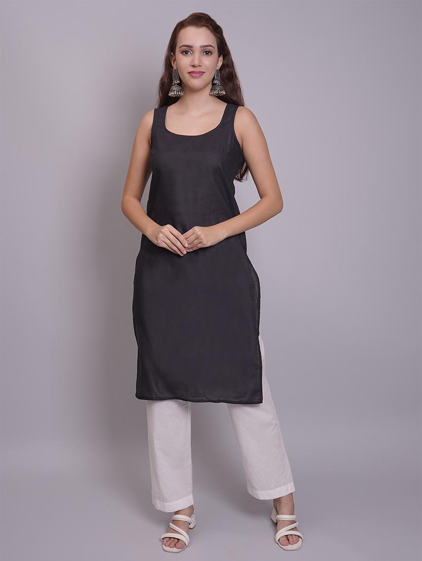 women three quarter sleeve straight chikankari kurta - 21688783 - Standard Image - 1