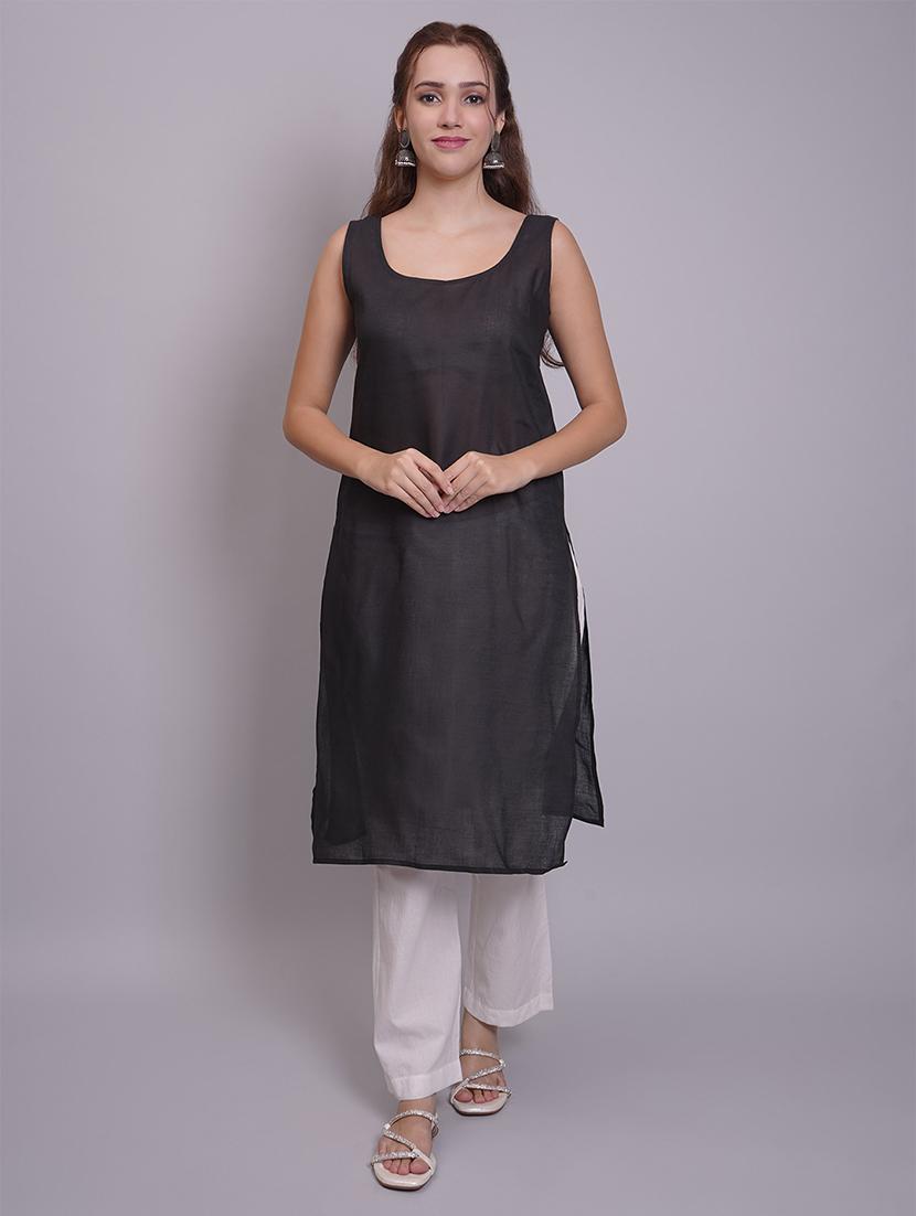 women three quarter sleeve straight chikankari kurta - 21688790 - Standard Image - 1