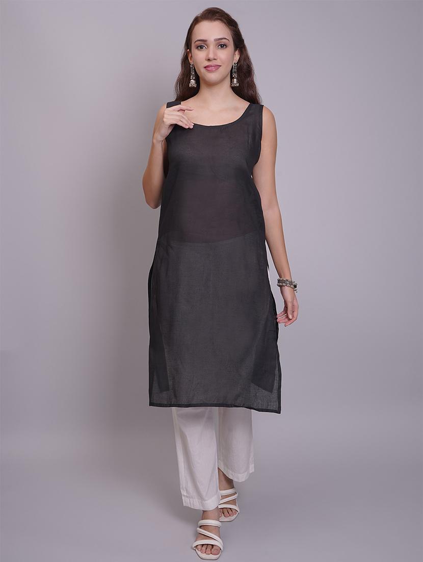 women three quarter sleeve straight chikankari kurta - 21688792 - Standard Image - 1