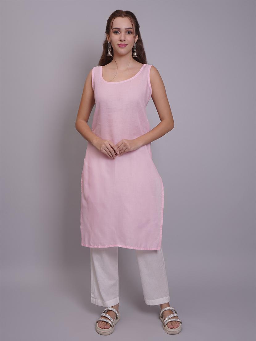 women three quarter sleeve straight chikankari kurta - 21688794 - Standard Image - 1