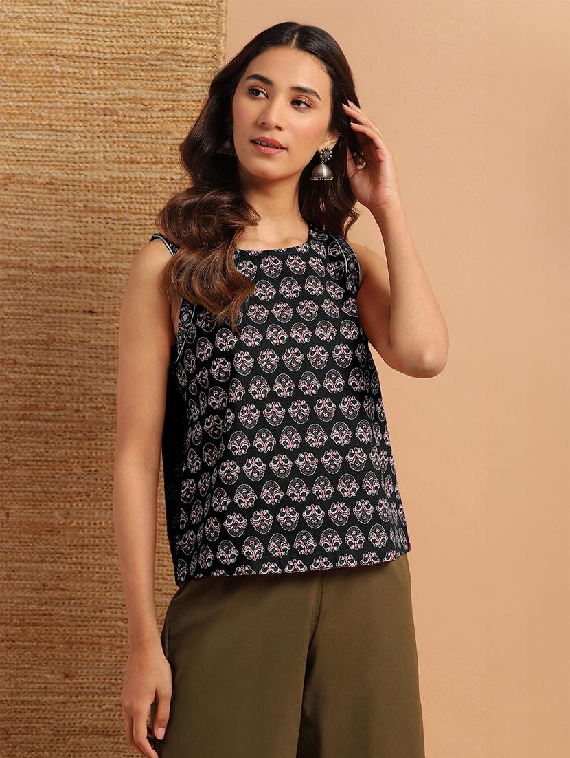 women black printed round neck top - 21688824 - Zoom Image - 0