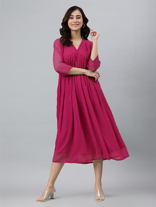 women self design three quarter sleeve flared kurta - 21688835 - Standard Image - 0