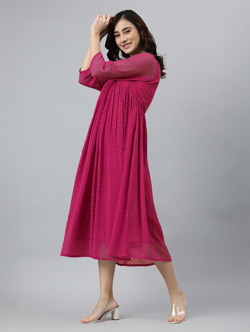 women self design three quarter sleeve flared kurta - 21688835 -  Standard Image - 1
