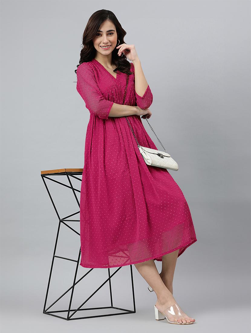 women self design three quarter sleeve flared kurta - 21688835 - Standard Image - 4