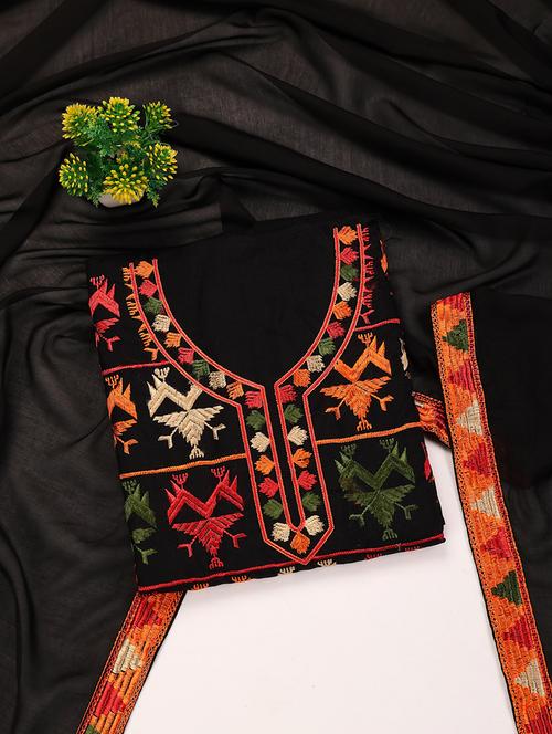 women embroidered unstitched suit set with dupatta - 21688894 -  Standard Image - 0