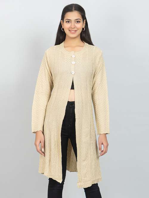 women self design long sleeve cardigan - 21688934 - Standard Image - 0