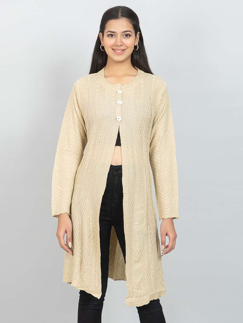 women self design long sleeve cardigan - 21688934 - Zoom Image - 0