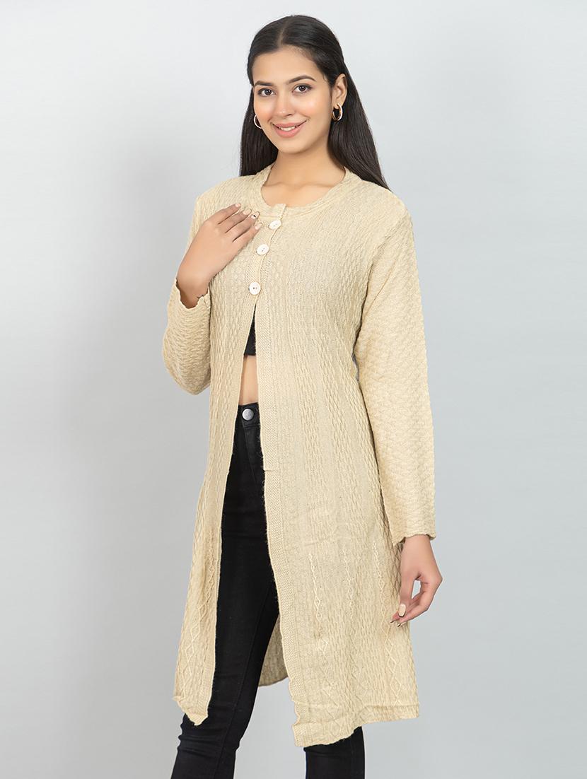 women self design long sleeve cardigan - 21688934 - Standard Image - 1