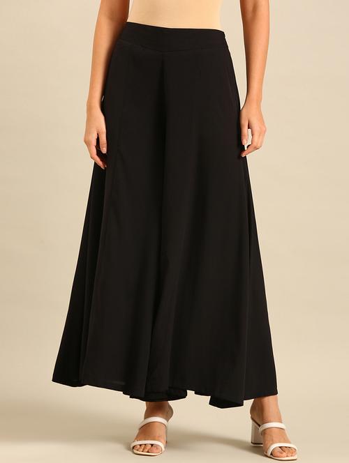 women solid mid rise wide leg palazzo - 21689002 - Standard Image - 0