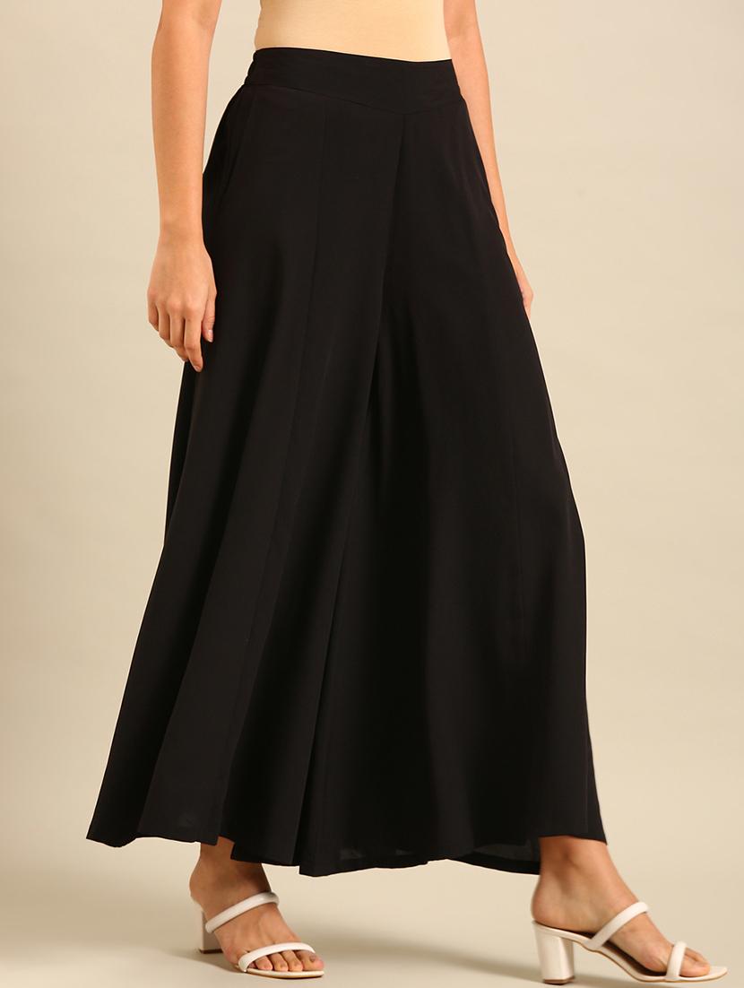 women solid mid rise wide leg palazzo - 21689002 - Standard Image - 1