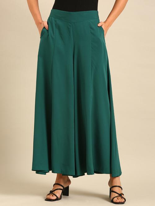 women solid mid rise wide leg palazzo - 21689003 -  Standard Image - 0