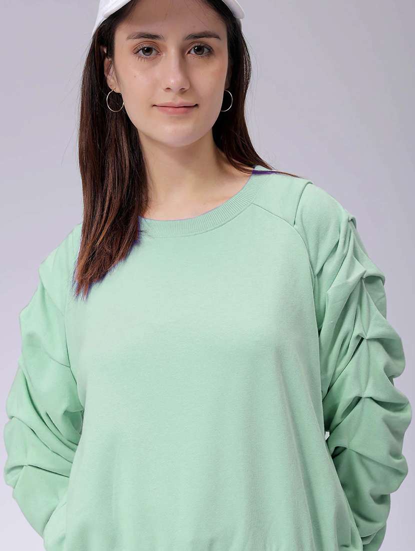 women solid long sleeve sweatshirt - 21689345 -  Standard Image - 1