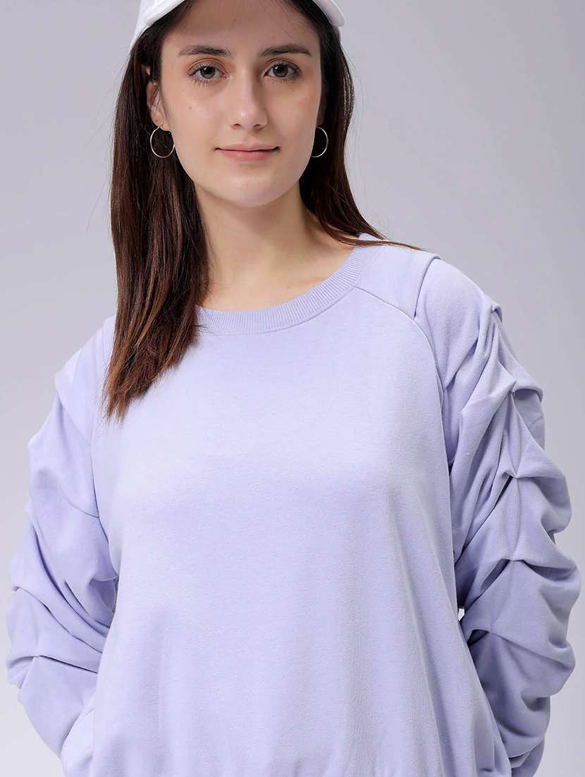 women solid long sleeve sweatshirt - 21689346 -  Standard Image - 1