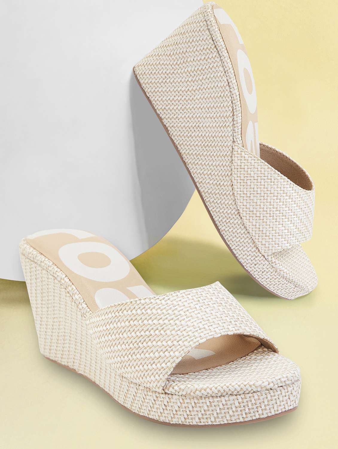 women beige slip on wedges