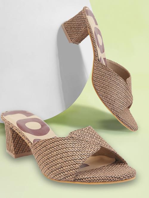 women bronze block heel sandal - 21689371 - Standard Image - 0