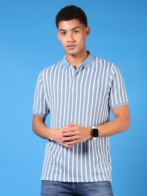men stripes short sleeve regular fit polo t-shirt - 21689425 - Standard Image - 0