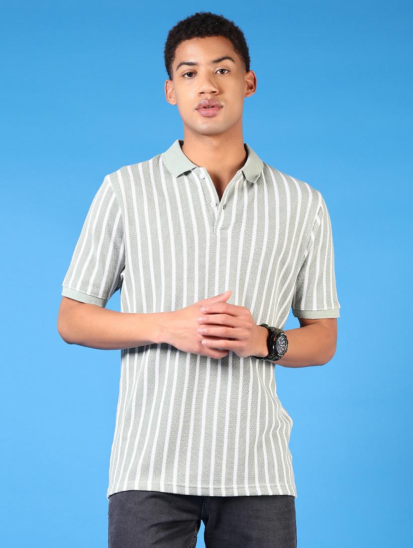 men striped short sleeve regular fit polo t-shirt