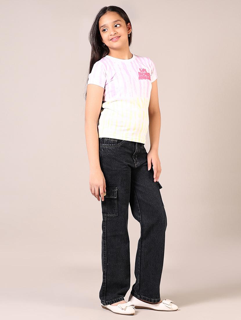 girls tie & dye printed round neck t-shirt - 21689432 - Standard Image - 4