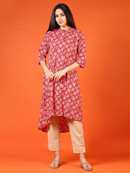 women red printed three quarter a-line kurta - 21689455 -  Standard Image - 0