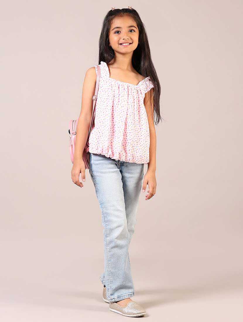 girls pink printed shoulder strap top - 21689459 -  Standard Image - 4