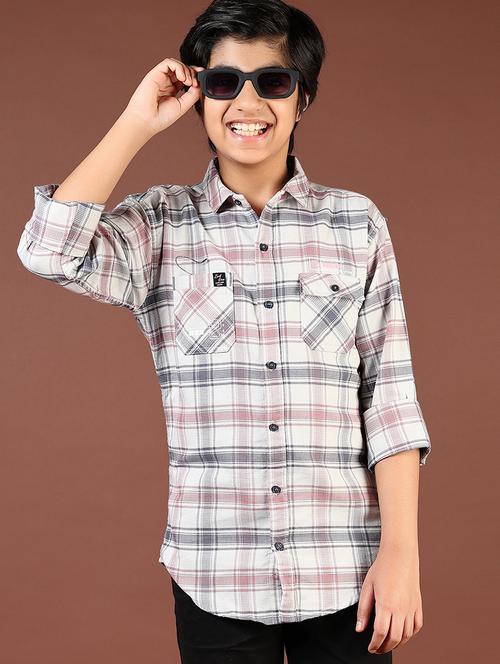 boys checkered long sleeve casual shirt - 21689462 - Standard Image - 0