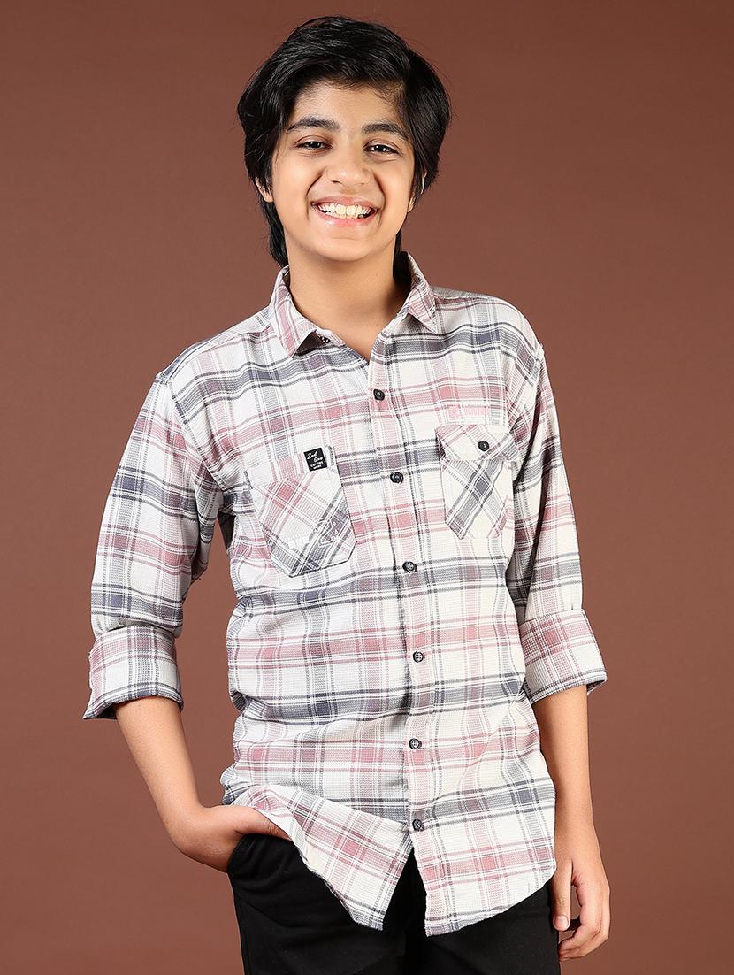 boys checkered long sleeve casual shirt - 21689462 - Standard Image - 1