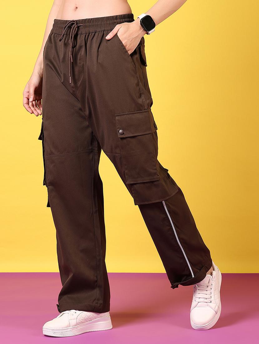 women solid mid rise cargo - 21689498 - Standard Image - 1