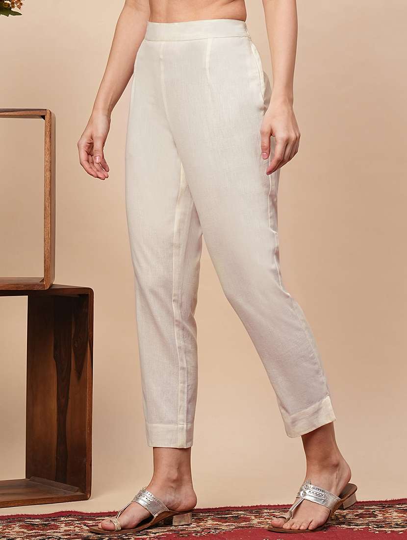 women solid high rise tapered pant - 21689573 -  Standard Image - 1