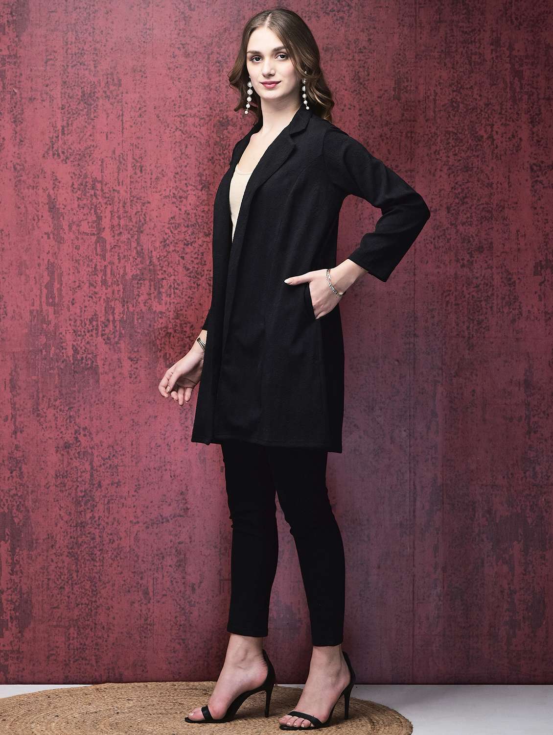 women black long sleeve regular shrug - 21689617 -  Standard Image - 1