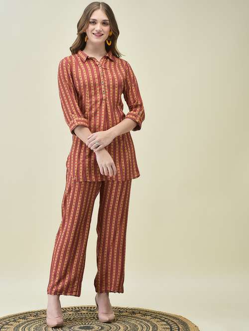 women three quarter sleeve ethnic co-ord set - 21689702 -  Standard Image - 0