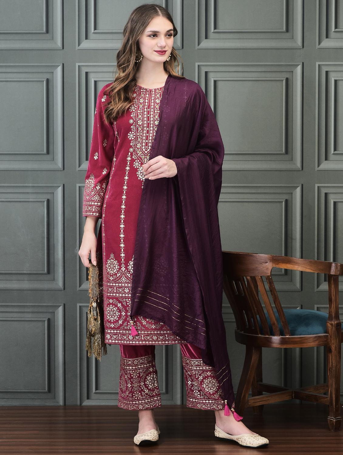 women embroidered long sleeve suit set - 21689708 - Standard Image - 4