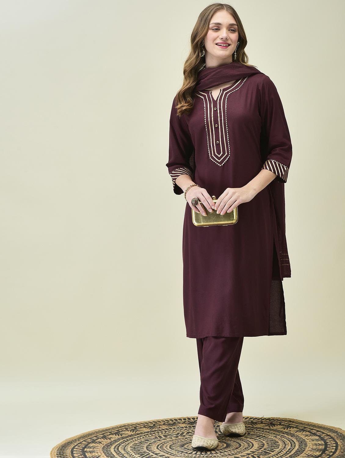 women three quarter sleeve kurta pant with dupatta set - 21689749 - Standard Image - 4
