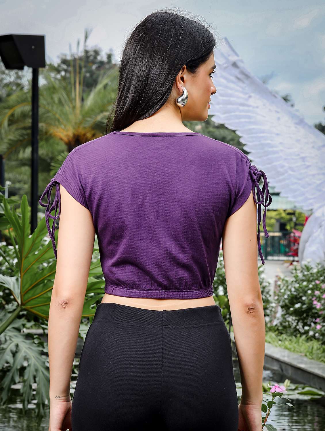 women solid short sleeves crop top - 21689846 -  Standard Image - 4