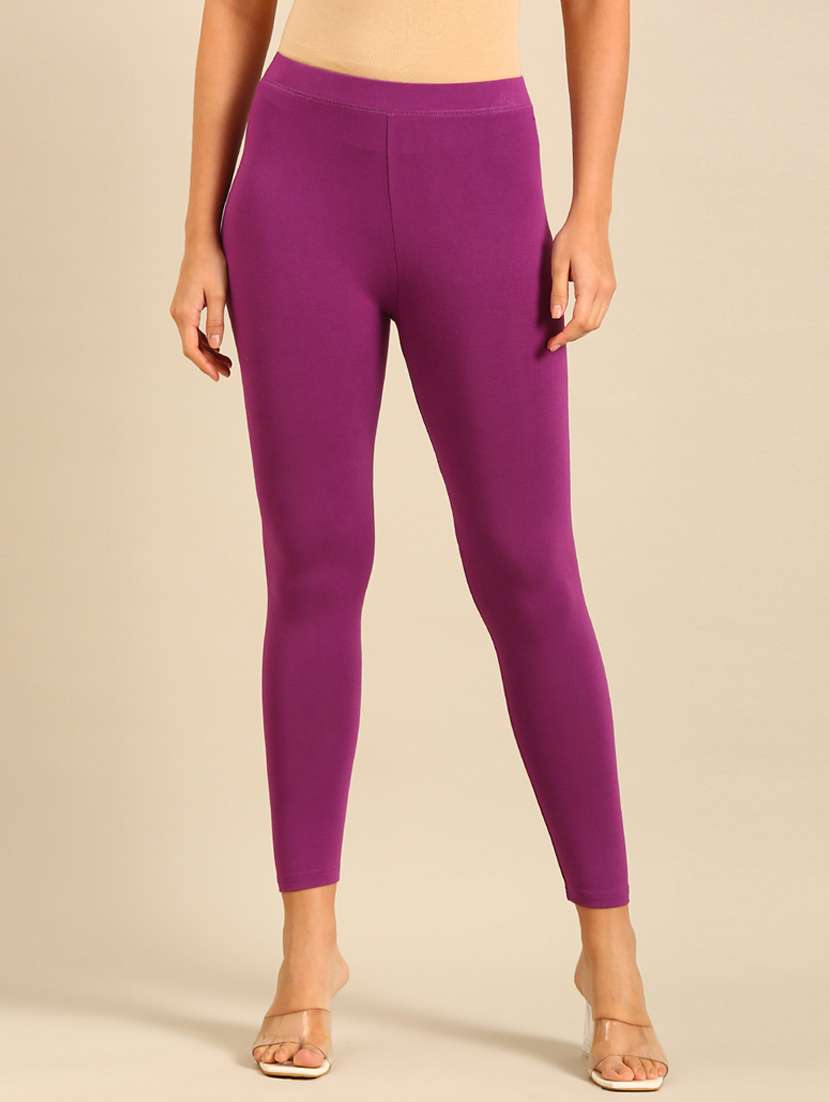 women solid mid rise legging