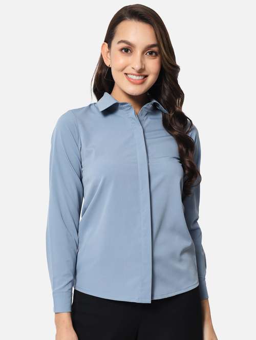women long sleeves solid regular shirt - 21689875 -  Standard Image - 0