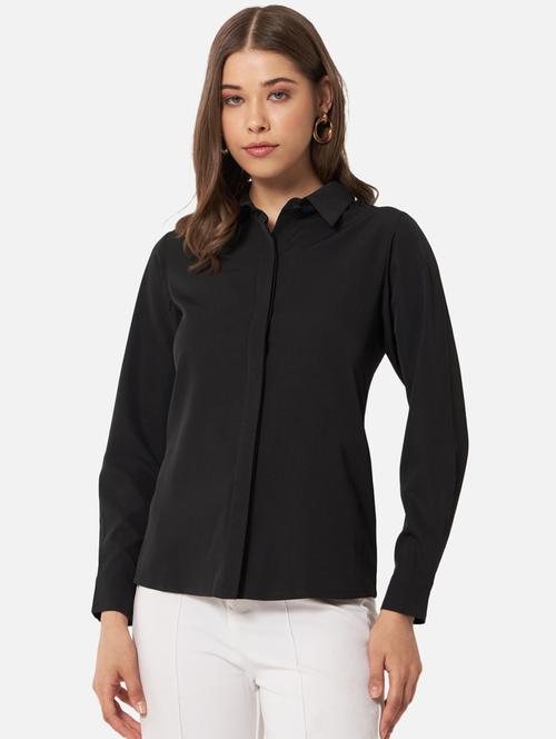 women long sleeves solid regular shirt - 21689879 - Standard Image - 0
