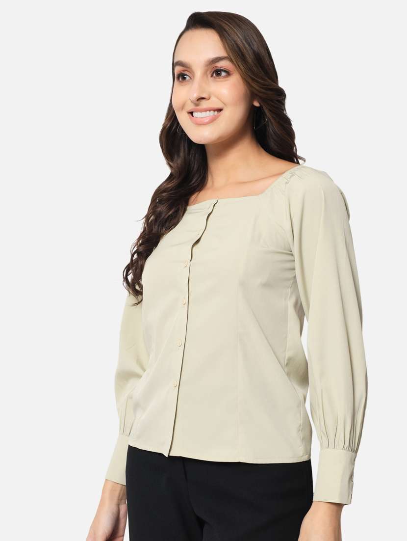 women long sleeves solid regular shirt - 21689888 -  Standard Image - 1