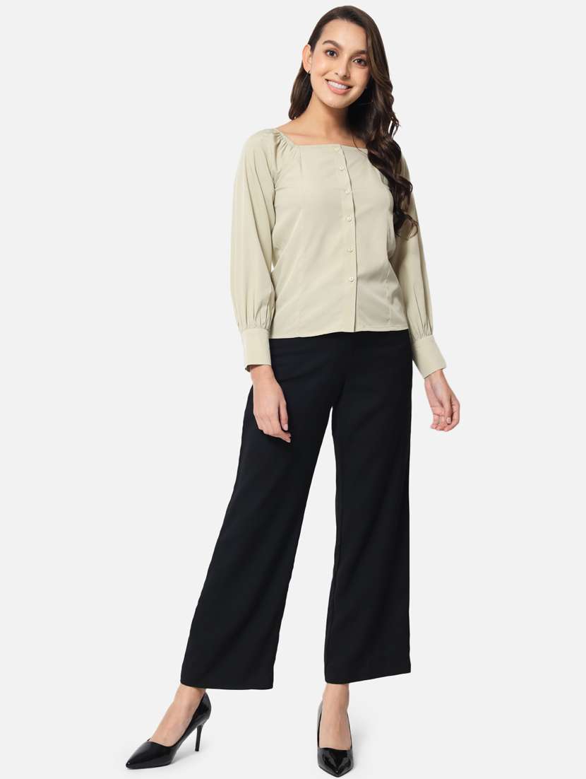 women long sleeves solid regular shirt - 21689888 -  Standard Image - 4